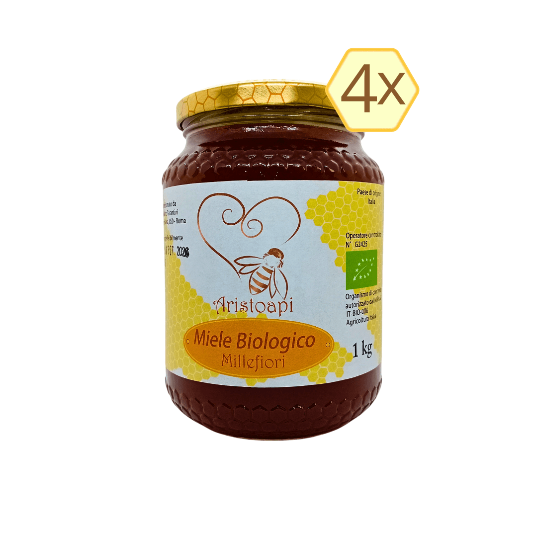4 vasetti di Miele Millefiori Biologico Aristoapi da 1kg – confezione risparmio