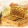 Curiosità sulle api - Apicoltore ispeziona telaino durante controllo alveare per rubrica Dentro l'Alveare Aristoapi